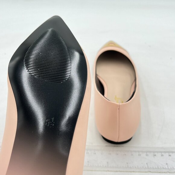 FOWT Light Pink Classic Slip-on Pointed Toe Flats for Women Chic Cap Toe Shoes - Picture 5 of 7